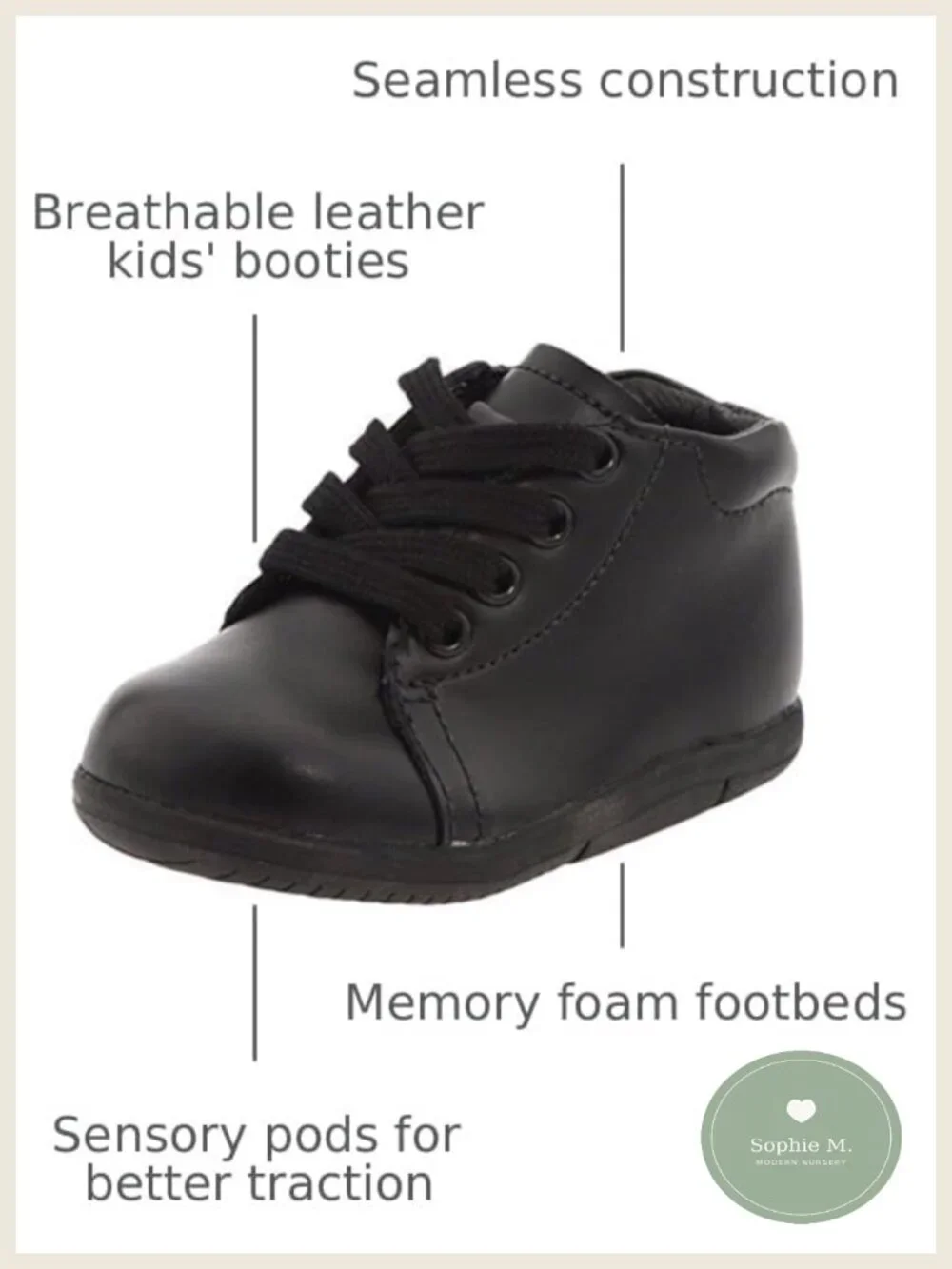 Leather Lace-Up Sneakers with Ortholite Memory Foam, APMA Approved Kids Shoes